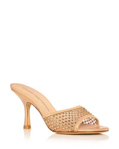 Stuart Weitzman Women's Bareitall Shine 85 Slides In Brown