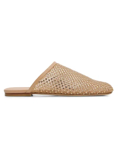 Stuart Weitzman Bareitall Embellished Mesh And Leather Mules In Brown