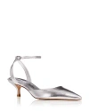 Stuart Weitzman Women's Barelythere 50 Pointed Toe Kitten Heel Pumps In Silver