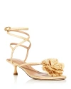 Stuart Weitzman Women's Belize Floral-appliquéd 50mm Raffia Ankle-wrap Sandals In Natural