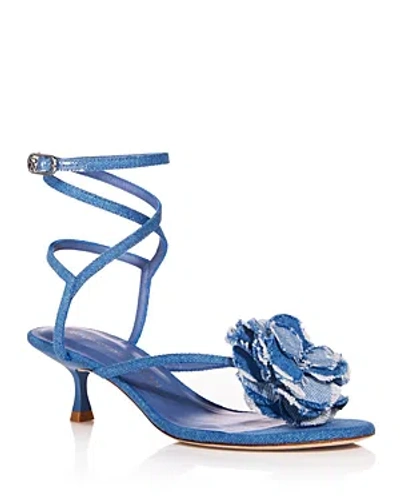 Stuart Weitzman Women's Belize 50 Ankle Wrap Embellished Sandals In Washed Blue Denim