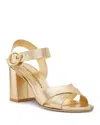 Stuart Weitzman Benni Metallic Block-heel Sandals In Golden