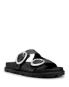 Stuart Weitzman Benni Leather Dual-strap Sport Slide Sandals In Black