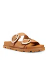 Stuart Weitzman Benni Leather Dual-strap Sport Slide Sandals In Macchiato