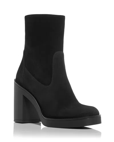 Stuart Weitzman Women's Bethenny 80 Block Heel Booties In Black Suede