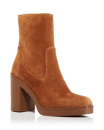 Stuart Weitzman Women's Bethenny 80 Block Heel Booties In Coffee Tan