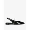 Stuart Weitzman Leather Embellished Stefanie Slingback Flats In Black