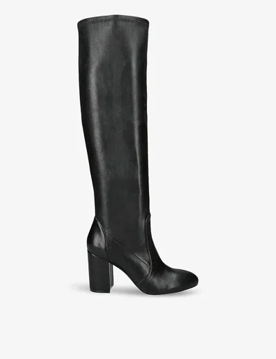 Stuart Weitzman Womens Black Yuliana Slouch Leather Heeled Knee-high Boots