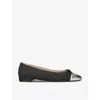 STUART WEITZMAN STUART WEITZMAN WOMEN'S BLACK/COMB SLEEK BOW-EMBELLISHED LEATHER BALLET FLATS