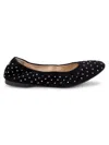 Stuart Weitzman Bling Crystal-embellished Suede Ballet Flats In Black