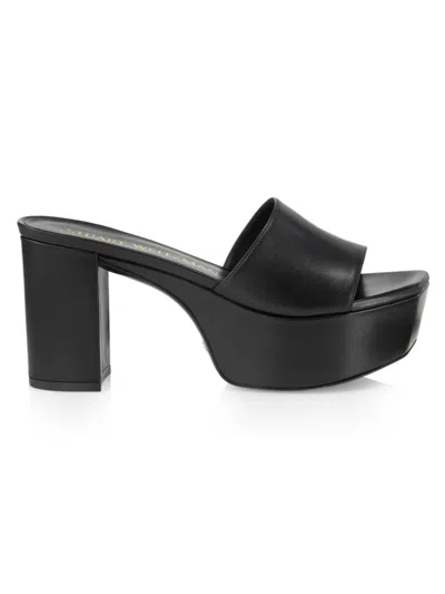 Stuart Weitzman Women's Block Heel Leather Platform Sandals In Black