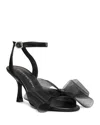 Stuart Weitzman Blushing Bow Mesh Ankle-strap Sandals In Black
