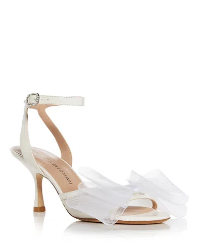 Stuart Weitzman Women's Blushing Bow 75 Mid Heel Sandals In Cream/white
