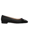 Stuart Weitzman Women's Bow Leather Flat Pumps In Black