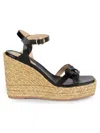 Stuart Weitzman Braided Platform Espadrille Wedge Sandal In Black