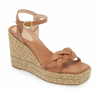 Stuart Weitzman Women's Braided Leather Espadrille Wedge Sandals In Tan In Brown