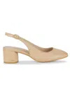 Stuart Weitzman Women's Bridgt 50mm Leather Slingback Pumps In Golden Beige