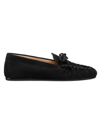 Stuart Weitzman Women's Britt Bow Suede Loafers In Black