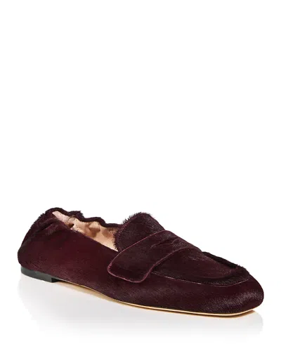 Stuart Weitzman Women's Bryant Calf Hair Penny Loafers In Burgundy