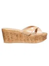 Stuart Weitzman Dayna Crisscross Wedge Platform Sandals In Adobe