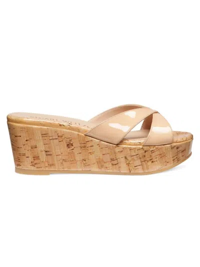 Stuart Weitzman Carmen Platform Slide The Sw Outlet In Adobe Beige