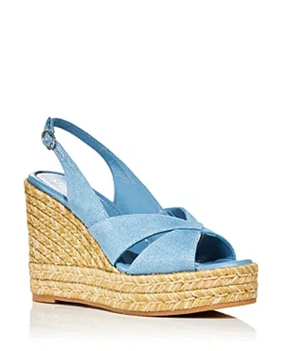 Stuart Weitzman Women's Carmen Brown Espadrille Wedge Platform Sandals In Blue