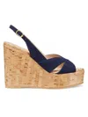Stuart Weitzman Dayna Suede Platform Wedge Sandals In Nice Blue