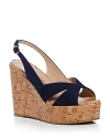 Stuart Weitzman Women's Carmen 110mm Patent Leather Wedge Sandals In Nice Blue