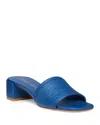 Stuart Weitzman Cayman Linen Block-heel Mule Sandals In Indigo
