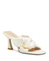 Stuart Weitzman Cece Leather Twisted Ring Slide Sandals In Cream