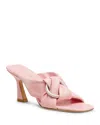 Stuart Weitzman Cece Leather Twisted Ring Slide Sandals In Pink Marshmallow