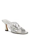 Stuart Weitzman Cece Metallic Twisted Ring Slide Sandals In Silver