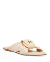 Stuart Weitzman Cece Twisted Leather Ring Slide Sandals In Barely Beige