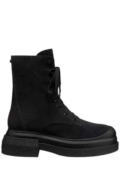 Stuart Weitzman Women's Charli Lace-up Sportlift Bootie In Black