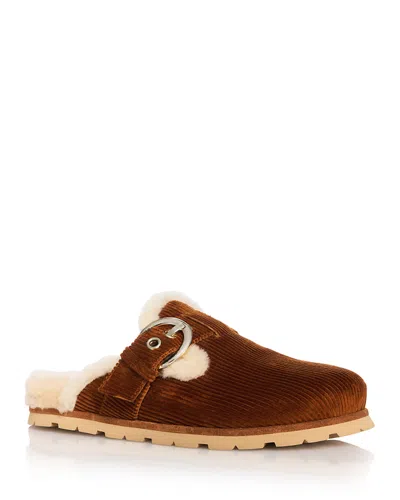 Stuart Weitzman Women's Chrystie Shearling Clogs In Brown