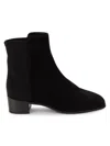Stuart Weitzman Women's City Block Heel Suede Ankle Boots In Black