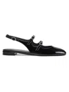 Stuart Weitzman Black Slingback Ballet Shoes With Crystal Embellishment In Patent Leather Woman