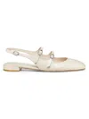 Stuart Weitzman Women's Clarice Patent Leather Slingback Flats In Seashell