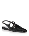 Stuart Weitzman Black Slingback Ballet Shoes With Crystal Embellishment In Patent Leather Woman In Black