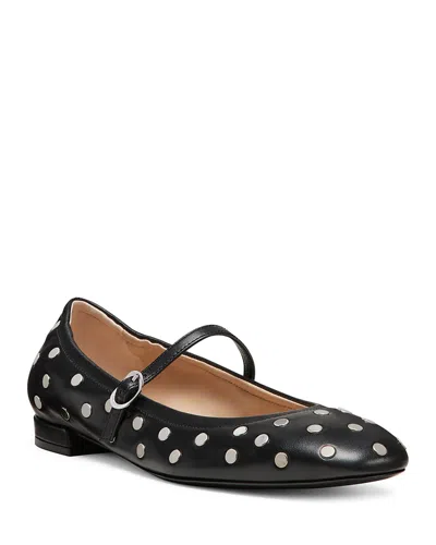 Stuart Weitzman Claris Studded Leather Mary Jane Flats In Black
