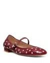 Stuart Weitzman Claris Studded Leather Mary Jane Flats In Rioja