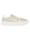Stuart Weitzman Metallic Pearly Low-top Sneakers In Light Gold