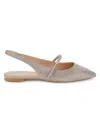 Stuart Weitzman Crystalline Mesh Slingback Flat In Rose Gold