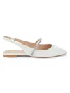 Stuart Weitzman Crystaline Slingback Flat In White