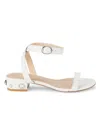 Stuart Weitzman Women's Dancer Allshine Embellished Leather Flat Sandals In White