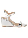 Stuart Weitzman Women's Dancer Metallic Wedge Heel Leather Sandals In Silver