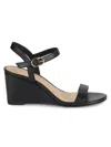 Stuart Weitzman Women's Avenue Leather Wedge Sandals In Black
