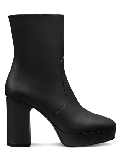 Stuart Weitzman Women's Dayna 100mm Leather Platform Booties In Black