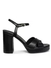 Stuart Weitzman Dayna Leather Crisscross Platform Sandals In Black