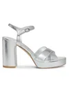 Stuart Weitzman Women's Dayna 100mm Metallic Leather Platform Sandals In Silver